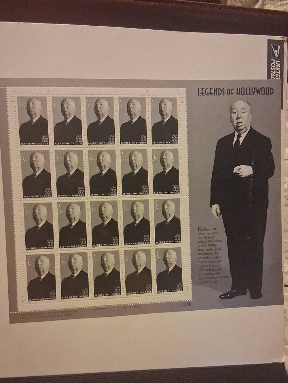 USPS Alfred Hitchcock Legends Of Hollywood Stamps
